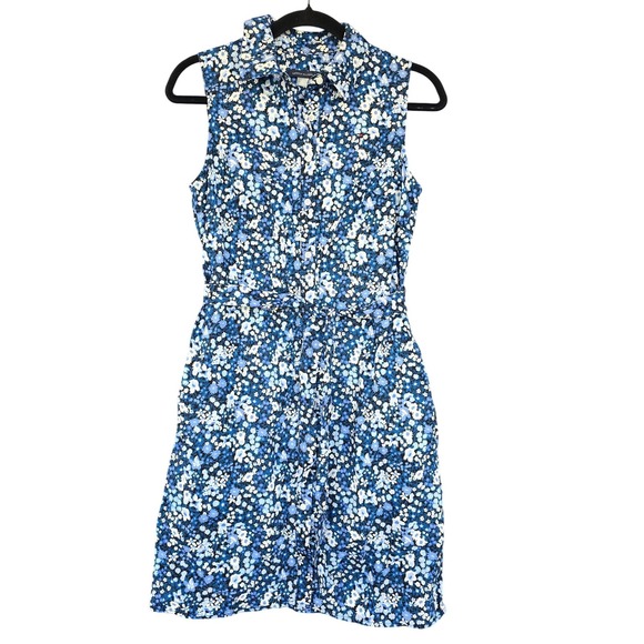 Tommy Hilfiger Dresses & Skirts - Tommy Hilfiger Womens Sleeveless Floral Shirt Dress Blue White Belted Size 6